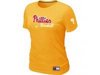 MLB Women Philadelphia Phillies Nike Practice T-Shirt - Yellow