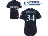 Navy Blue Felix Hernandez Women #34 Majestic MLB Seattle Mariners Cool Base Alternate Jersey