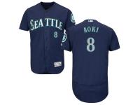 Navy Blue Norichika Aoki Men #8 Majestic MLB Seattle Mariners Flexbase Collection Jersey