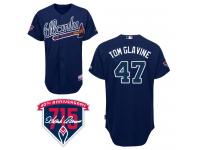 Navy Blue Tom Glavine Men #47 Majestic MLB Atlanta Braves Cool Base Alternate Jersey