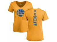 NBA Women Nike Golden State Warriors #0 Patrick McCaw Gold One Color Backer Slim-Fit V-Neck T-Shirt