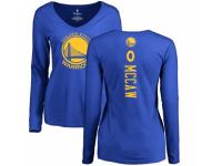 NBA Women Nike Golden State Warriors #0 Patrick McCaw Royal Blue Backer Long Sleeve T-Shirt