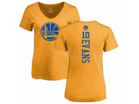 NBA Women Nike Golden State Warriors #10 Jacob Evans Gold One Color Backer Slim-Fit V-Neck T-Shirt