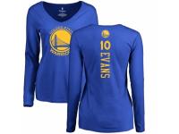 NBA Women Nike Golden State Warriors #10 Jacob Evans Royal Blue Backer Long Sleeve T-Shirt