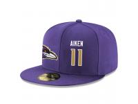 NFL Baltimore Ravens #11 Kamar Aiken Snapback Adjustable Player Rush Hat - PurpleGold
