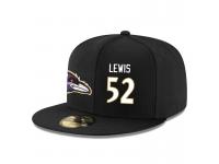 NFL Baltimore Ravens #52 Ray Lewis Snapback Adjustable Player Hat - BlackWhite