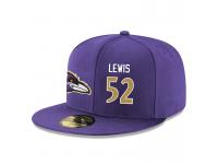 NFL Baltimore Ravens #52 Ray Lewis Snapback Adjustable Player Rush Hat - PurpleGold