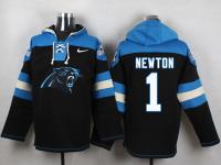 NFL Carolina Panthers (QB) #1 Cam Newton Men Black Pullover Hoodie