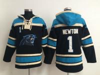 NFL Carolina Panthers (QB) #1 Cam Newton Men Black Pullover Hoodie