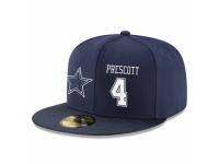 NFL Dallas Cowboys #4 Dak Prescott Snapback Adjustable Player Hat - Navy White