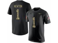 NFL Men Nike Carolina Panthers #1 Cam Newton Black Camo Salute to Service T-Shirt