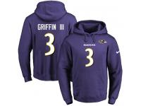 NFL Men's Nike Baltimore Ravens #3 Robert Griffin III Purple Name & Number Pullover Hoodie