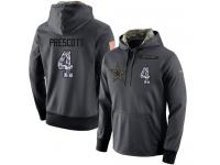 NFL Men's Nike Dallas Cowboys #4 Dak Prescott Stitched Black Anthracite Salute to Service Player Performance Hoodie