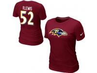 NFL Nike Baltimore Ravens #52 Ray Lewis Women T-Shirt Red