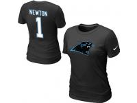 NFL Nike Carolina Panthers #1 Cam Newton Women T-Shirt Black