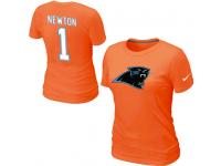 NFL Nike Carolina Panthers #1 Cam Newton Women T-Shirt Orange