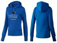 NFL Nike Carolina Panthers Women Team Logo & Authentic Football NFC Blue Pullover Hoodie