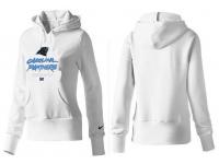 NFL Nike Carolina Panthers Women Team Logo & Authentic Football NFC White Pullover Hoodie