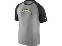 NFL Nike San Diego Charger Ash Tri Big Play Raglan Men T-Shirt Grey-Black