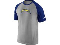 NFL Nike San Diego Charger Ash Tri Big Play Raglan Men T-Shirt Grey-Blue