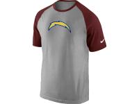 NFL Nike San Diego Charger Ash Tri Big Play Raglan Men T-Shirt Grey-Red