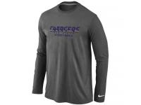 NFL Nike San Diego Charger Authentic Font Men Long Sleeve T-Shirt Dark Grey