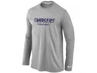 NFL Nike San Diego Charger Authentic Font Men Long Sleeve T-Shirt Grey