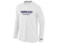 NFL Nike San Diego Charger Authentic Font Men Long Sleeve T-Shirt White