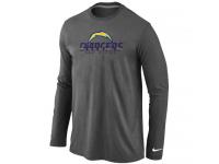 NFL Nike San Diego Charger Authentic Logo Men Long Sleeve T-Shirt Dark Grey