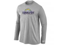 NFL Nike San Diego Charger Authentic Logo Men Long Sleeve T-Shirt Grey