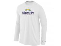 NFL Nike San Diego Charger Authentic Logo Men Long Sleeve T-Shirt White