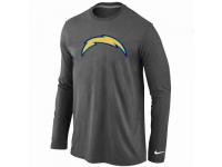 NFL Nike San Diego Charger Logo Long Sleeve Men T-Shirt Dark Grey