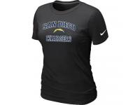 NFL Nike San Diego Charger Women Heart & Soul Black T-Shirt