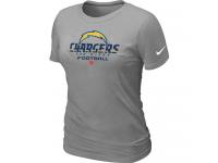 NFL Nike San Diego Charger Women Light Grey Critical Victory T-Shirt