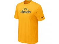 NFL Nike San Diego Chargers Authentic Logo Men T-Shirt Yellow