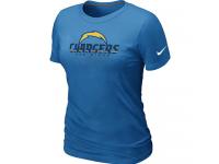 NFL Nike San Diego Chargers Authentic Logo Women T-Shirt Light Blue