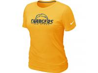 NFL Nike San Diego Chargers Authentic Logo Women T-Shirt Yellow