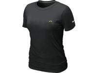 NFL Nike San Diego Chargers Chest Embroidered Logo Women T-Shirt Black