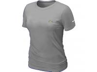 NFL Nike San Diego Chargers Chest Embroidered Logo Women T-Shirt Grey