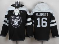 NFL Oakland Raiders #16 Jim Plunkett Men Black Pullover Hoodie