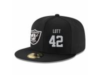 NFL Oakland Raiders #42 Ronnie Lott Snapback Adjustable Player Hat - Black Silver