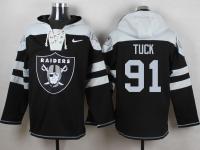 NFL Oakland Raiders (DE) #91 Justin Tuck Men Black Pullover Hoodie