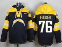 NFL San Diego Chargers (T) #76 D.J. Fluker Men Navy Blue Pullover Hoodie