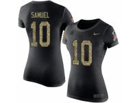 NFL Women Nike Carolina Panthers #10 Curtis Samuel Black Camo Salute to Service T-Shirt