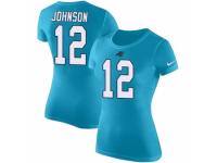 NFL Women Nike Carolina Panthers #12 Charles Johnson Blue Rush Pride Name & Number T-Shirt