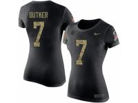 NFL Women Nike Carolina Panthers #7 Harrison Butker Black Camo Salute to Service T-Shirt