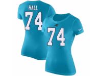 NFL Women Nike Carolina Panthers #74 Daeshon Hall Blue Rush Pride Name & Number T-Shirt