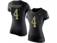 NFL Women Nike Dallas Cowboys #4 Dak Prescott Black Camo Salute to Service T-Shirt