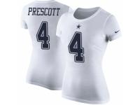 NFL Women Nike Dallas Cowboys #4 Dak Prescott White Rush Pride Name & Number T-Shirt