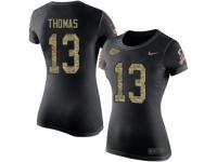 NFL Women Nike Kansas City Chiefs #13 DeAnthony Thomas Black Camo Salute to Service T-Shirt